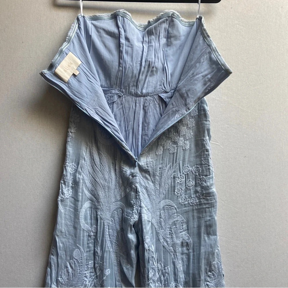 Aijek Silk Blend Lace Strapless Wide Leg  Jumpsuit Anthropologie Lace Sz 3 - Picture 4 of 15